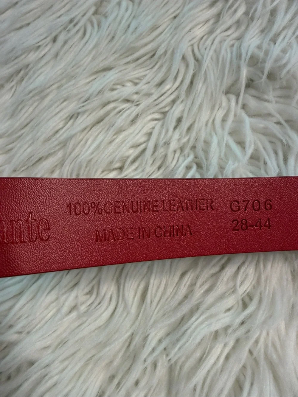 GELANTE Red Genuine Leather Belt with Debossed Logo size 44 BNWOT see all photos